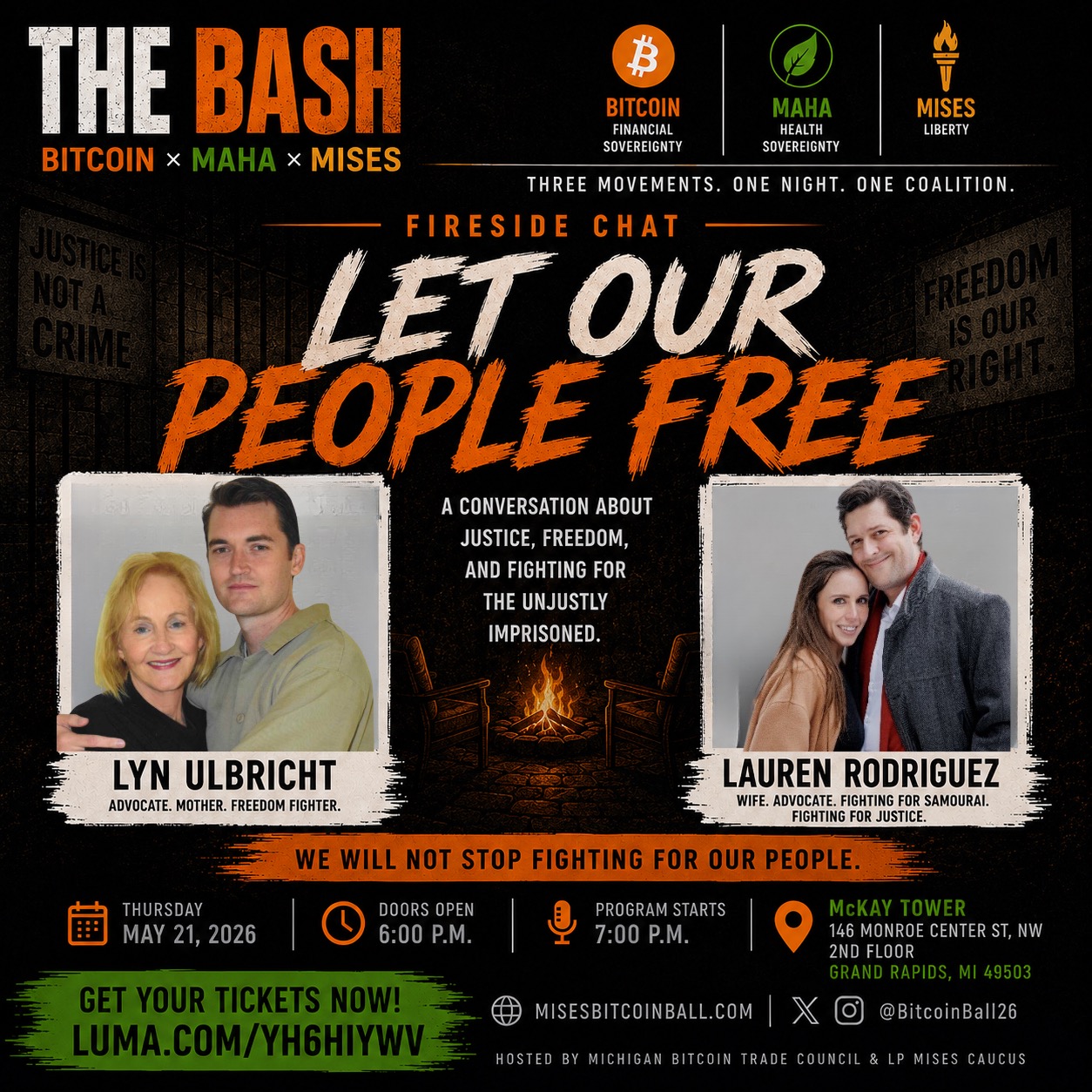 The Bash: Bitcoin x MAHA x Mises fireside chat flyer
